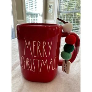 Rae Dunn Merry Christmas mug with ho ho ho ornament attached- NWT